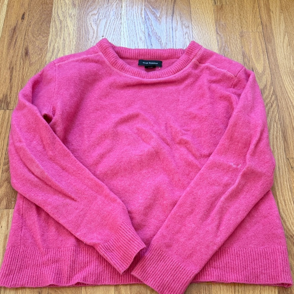 Club Monaco Vibrant Pink Crew Neck Sweater